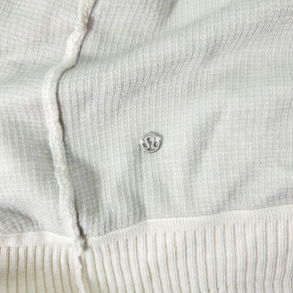 Lululemon Open Front Cardigan Shawl Collar Drawcord Back Pockets Ivory 8 EUC - Picture 7 of 8